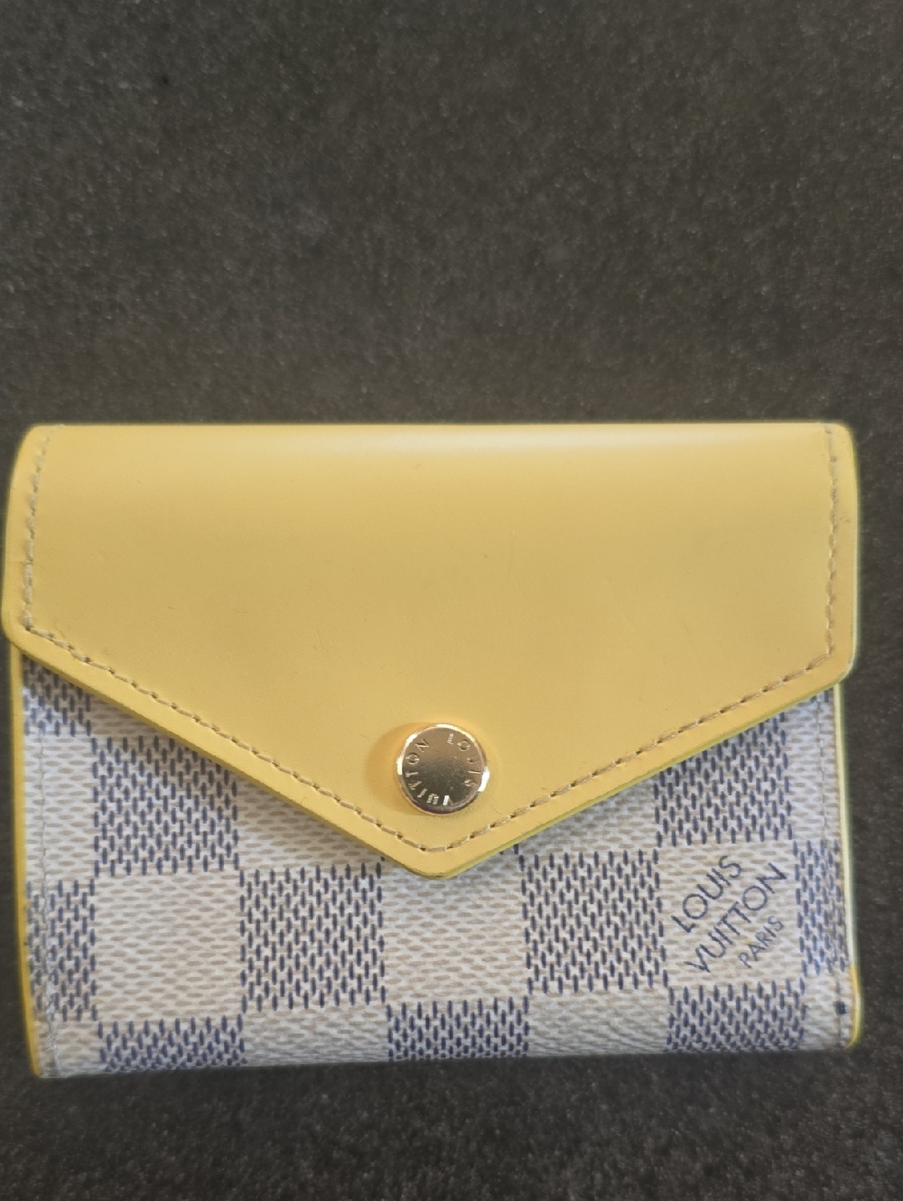 Louis Vuitton Yellow and Damier Azur Compact Wallet